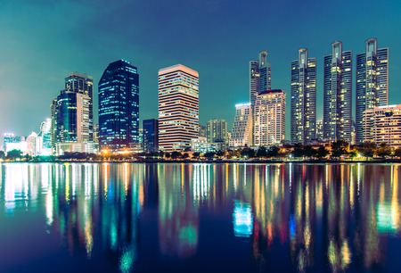 Night Cityscape at Benchakitti Park , Thailandの写真素材