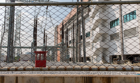 Restricted area with high voltage.の写真素材