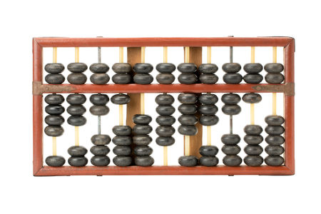 old chinese abacus isoladted on white backgroundの写真素材