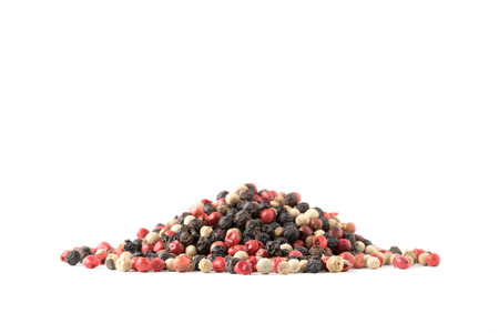 heap of mix pepper isolated on white background, front viewの写真素材