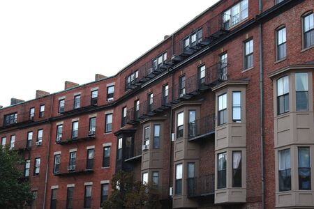 Building block of apartments along historic charles street in bostonの写真素材