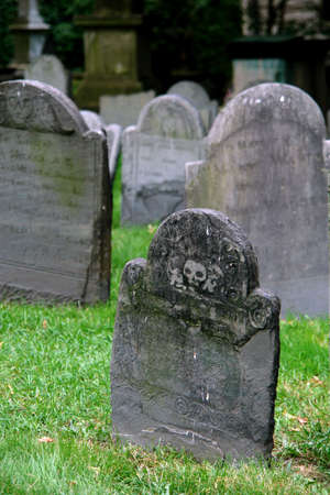 One of the oldest graveyards in america is in boston massachusetts, here is a scene from king's chapel cemeteryの写真素材