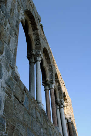 old castle wall in new england, part of hammond castle in gloucester massachusettsの写真素材