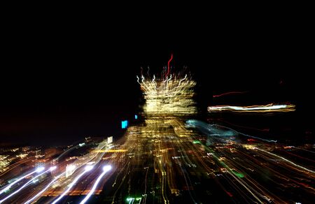 boston at night long exposure with image being zoomed  in during exposure