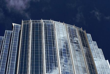 unusual slightly curved modern skyscraper in bostonの写真素材