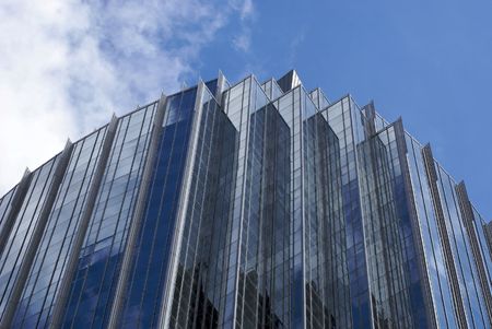 unusual slightly curved stepped modern skyscraper in bostonの写真素材
