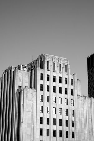 black and white image of old stately building in bostonの写真素材
