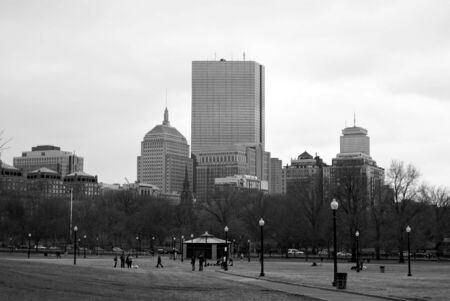 the boston skyline as seen from the boston commonsの写真素材