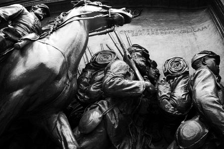 detail of bas-relief statue commemorating the civil war in boston massachusettsの写真素材