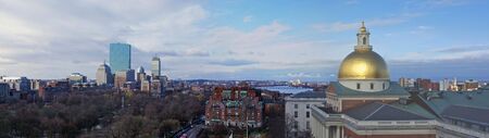  beautiful awe inspiring Bird's Eye Panoramic view of Boston on a early Spring Morning               の写真素材