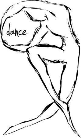 stylized tall and slender dancer dancing hand drawn and converted to vectorのイラスト素材