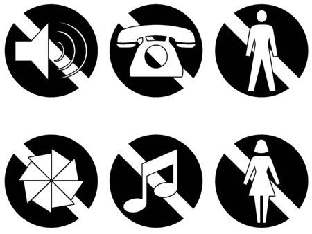 Six symbols showing things that are bannedの写真素材