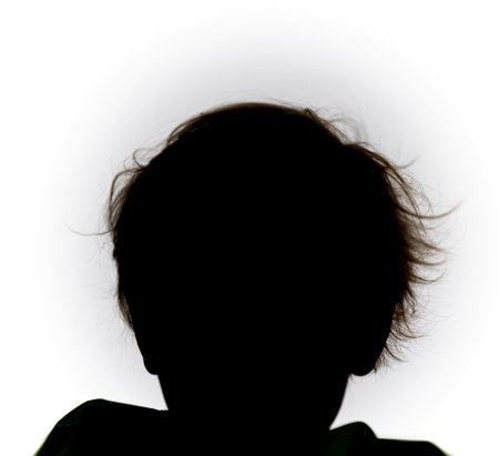 Boy in sliuette Black on whiteの写真素材