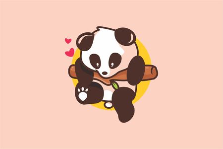 baby cute panda logoのイラスト素材