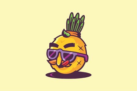 Vector pineapple tropical fruit. Pop art. Perfect for invitations, greeting cards, postersのイラスト素材