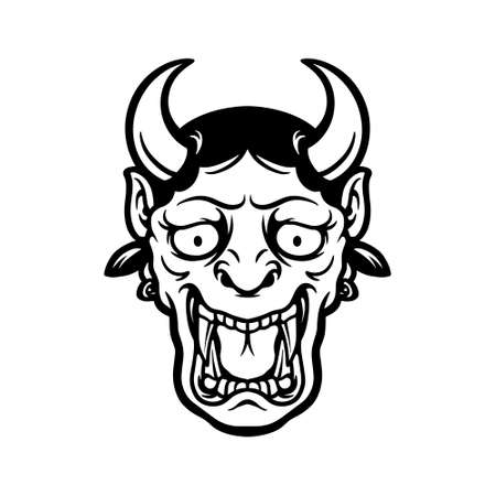 Oni japanese illustration line art.のイラスト素材