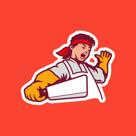 meat cutter logo illustration. perfect used logo.icon or etcのイラスト素材