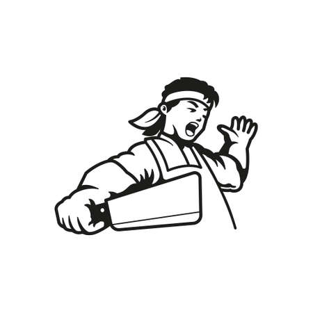 meat cutter logo line art. perfect used for logo, icon or etcのイラスト素材
