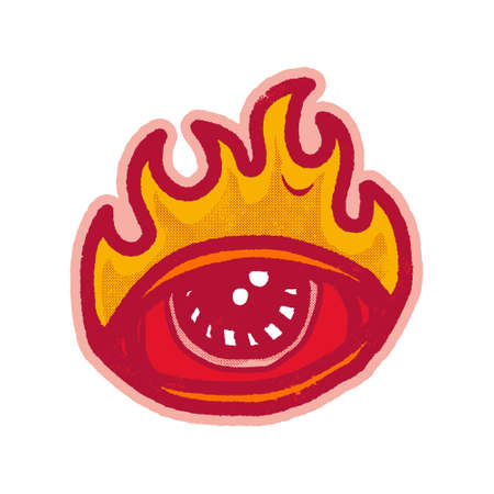fire eye illustration sticker, perfect used for logo, icon, or stickerのイラスト素材