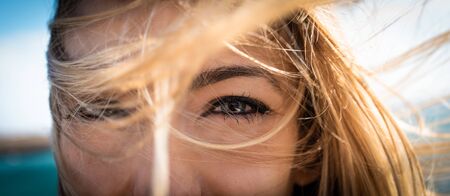 intense blue lookの写真素材