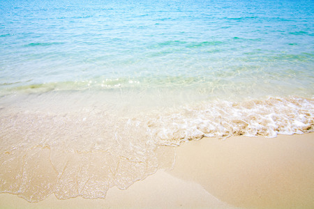 Waves washing White Sand Beach on Samet Island, Rayong, Thailand.の写真素材