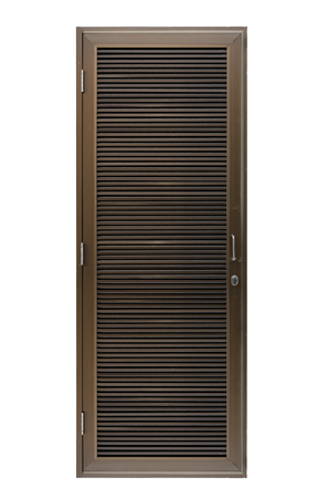 Aluminium doors dark green color isolated on white background.の写真素材