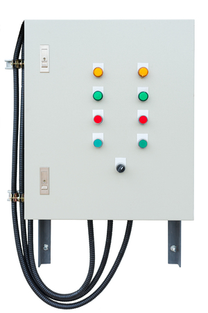 Control Cabinet Mounted on the wall, isolated on white background.の写真素材