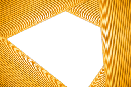 Stacked Hexagon Frame Light Brown Wooden Isolated on white background.の写真素材