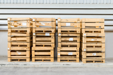 Wood Pallet Placed Endways by the wall.の写真素材