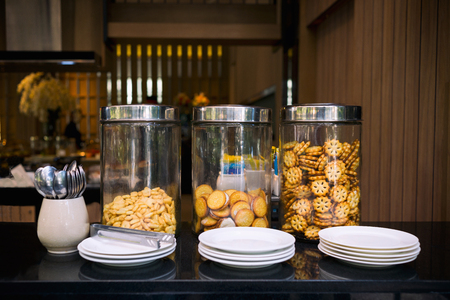 Cookie in jar on the counter bar for party.の写真素材