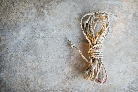 White rope on the concrete floor.の写真素材