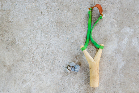 Catapult placed on a cement floor.の写真素材