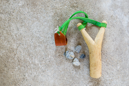 Catapult placed on a cement floor.の写真素材