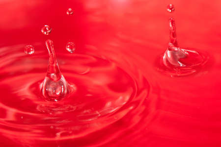 Water splash. Abstract background from hardening water on a red
background
の写真素材