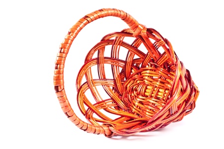 wicker basket isolated on white background の写真素材