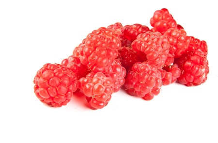 Ripe, fresh, sweet, red berry raspberry on a white background