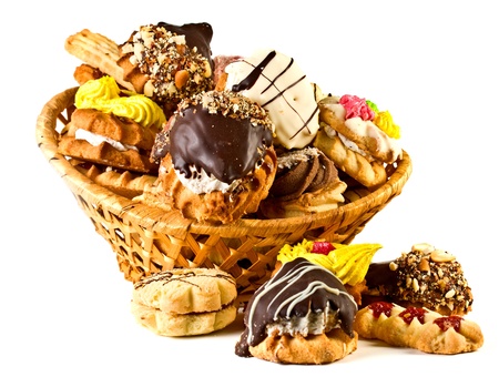 More fresh, delicious, sweet thin captain on a white background in a basketの写真素材