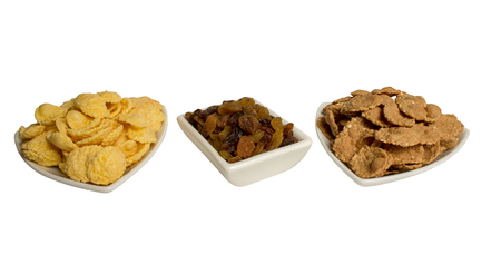 Corn flakes with raisin - dietary fitness breakfastの写真素材
