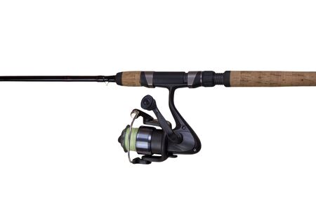 Spinning, isolated on white background. Fishing equipmentの写真素材