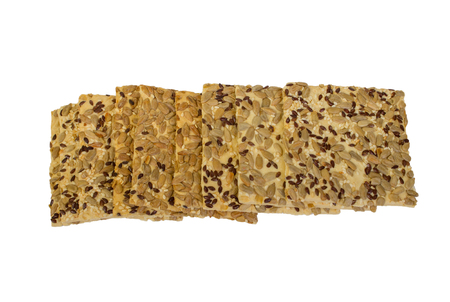 Cereal cookies with raisins isolated on white background.の写真素材