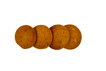 Oatmeal cookies isolated on white background, Snackの写真素材