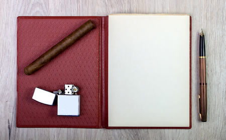 Vintage business look of neatly arranged old style equipmentの写真素材