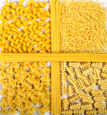 Food theme: uncooked pasta background Diet and nutrition conceptの写真素材