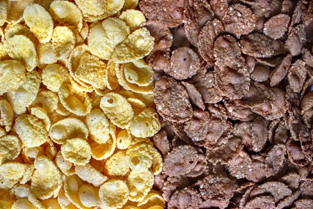 corn-flakes background texture. buckwheat flakes. Healthy food for breakfast.の写真素材
