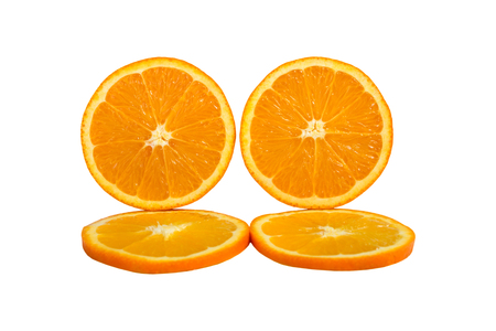 fresh orange sliced on white background, isolatedの写真素材