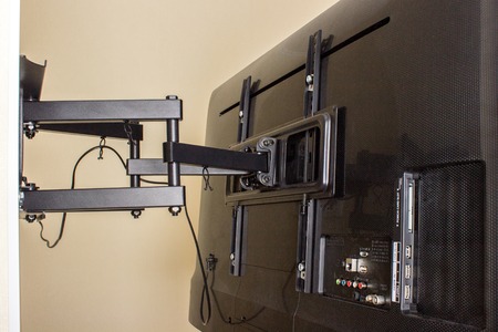 LCD display on the TV bracket. Swivel bracket for TV.の写真素材