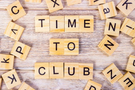 Time To Club text on wooden cubes