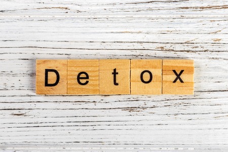 Detox word made with wooden blocks conceptの写真素材