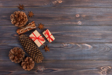 Natural Christmas Accessories Pine Cones Wooden Star Decorated Linen Cord Cinnamon Vintage Gifts on...