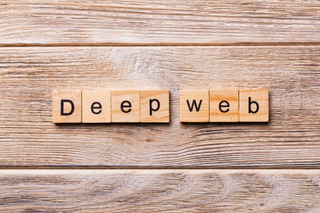 Deep web word written on wood block. Deep web text on wooden table for your desing, concept.の写真素材